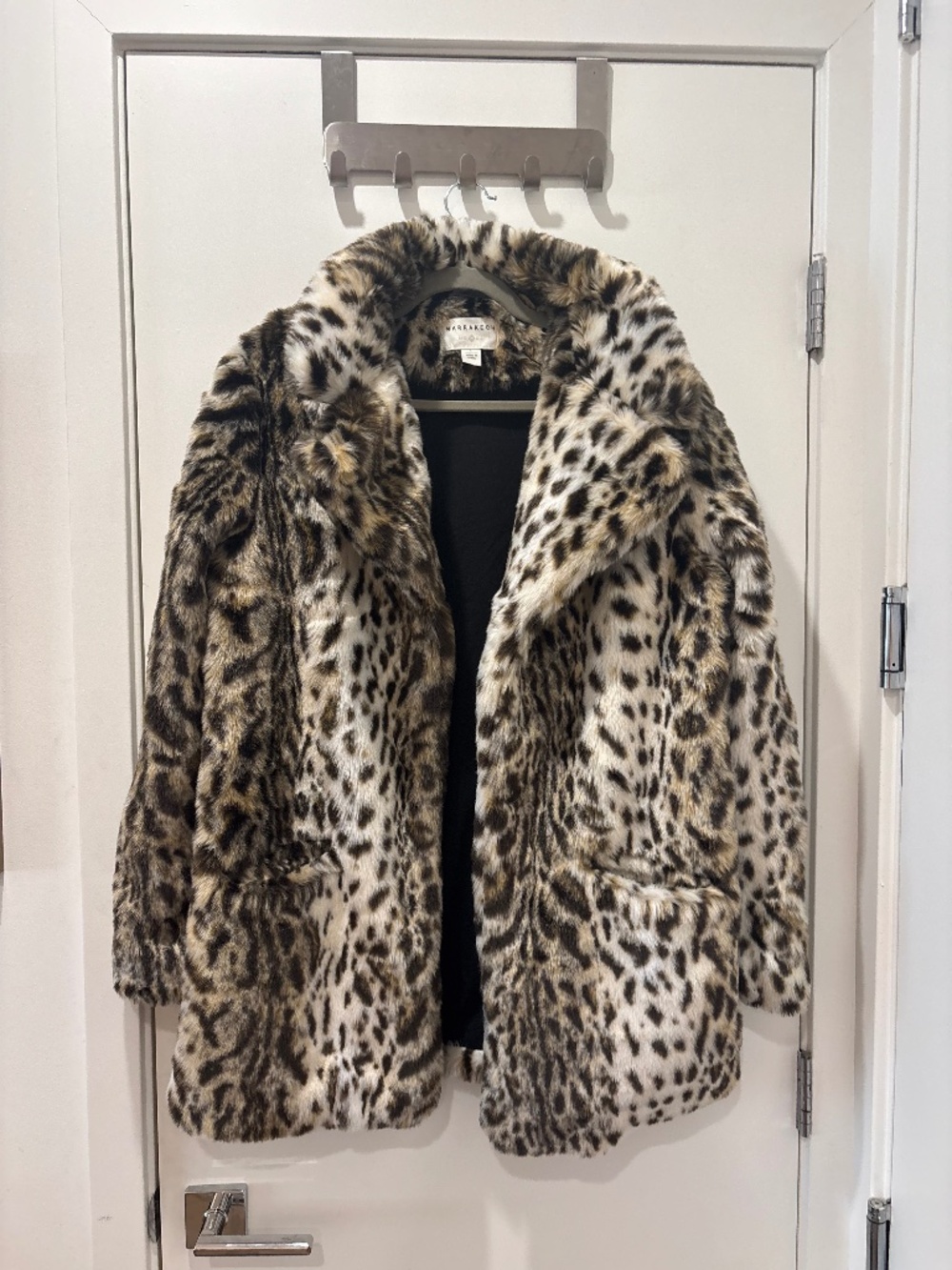 Marrakech Leopard Print Faux Fur Coat Size Large